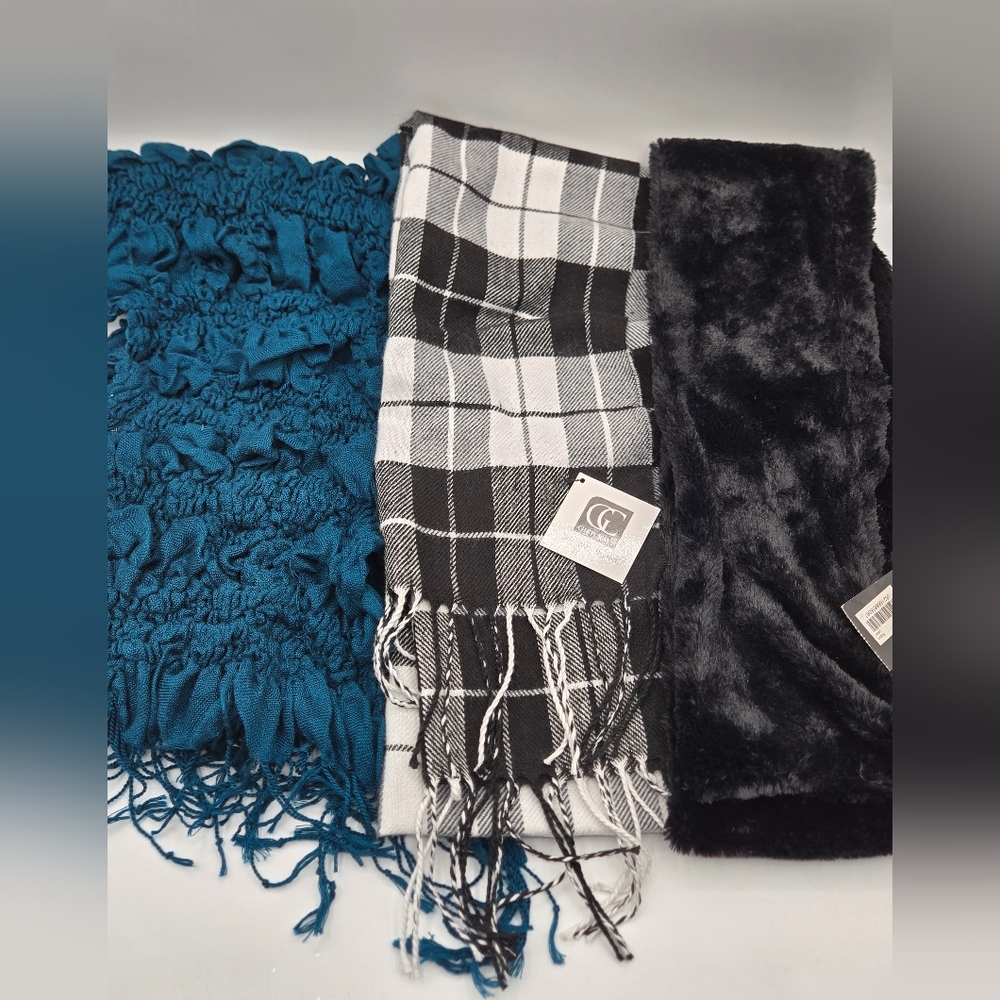 Scarf Lot Cejon NWT In Black Gift Craft In Plaid & Teal Scarf / Wrap